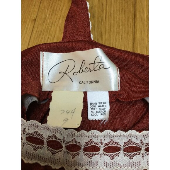 Vintage 70s Roberta California Dress Lace Trim Tie Sides Size 12 Empire Waist - Picture 5 of 8